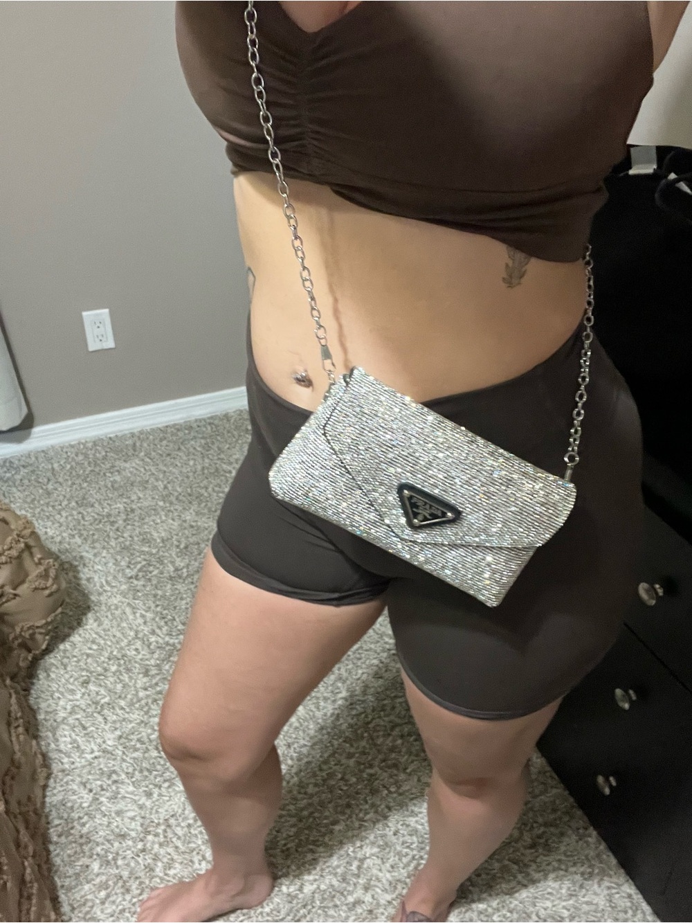 Prada Silver Crystal Envelope Crossbody Bag VIP - Picture 5 of 5